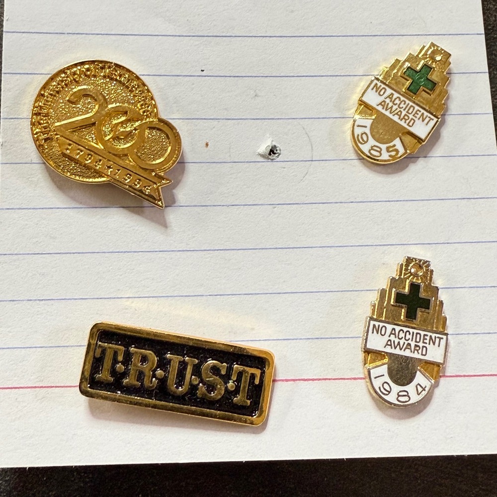 Vintage Safety Award Pins Lot No Accident Trust Lapel Pin 1984 1994